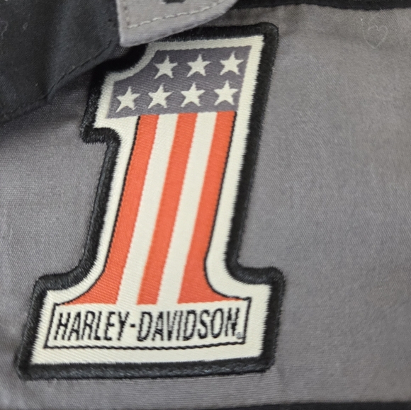 Harley-Davidson Toddler Boys Black Gray Button Front Work Shop Shirt Size 2/3T - Picture 5 of 7